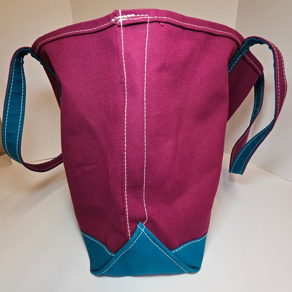 RARE Vintage 22" L.L. Bean Magenta And Teal Canvas Boat And Tote Made In U.S.A - Picture 5 of 9